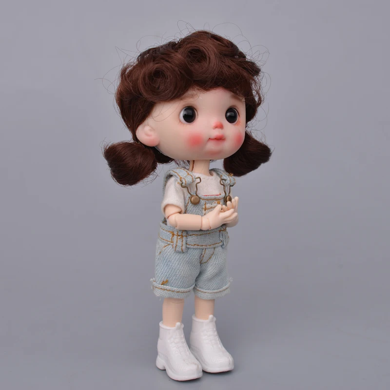 

Muziwig Cute Doll Wig Accessories Brown Soft Fiber Wigs for Girl Kid OB11 Doll 1/8 BJD/SD Dolls