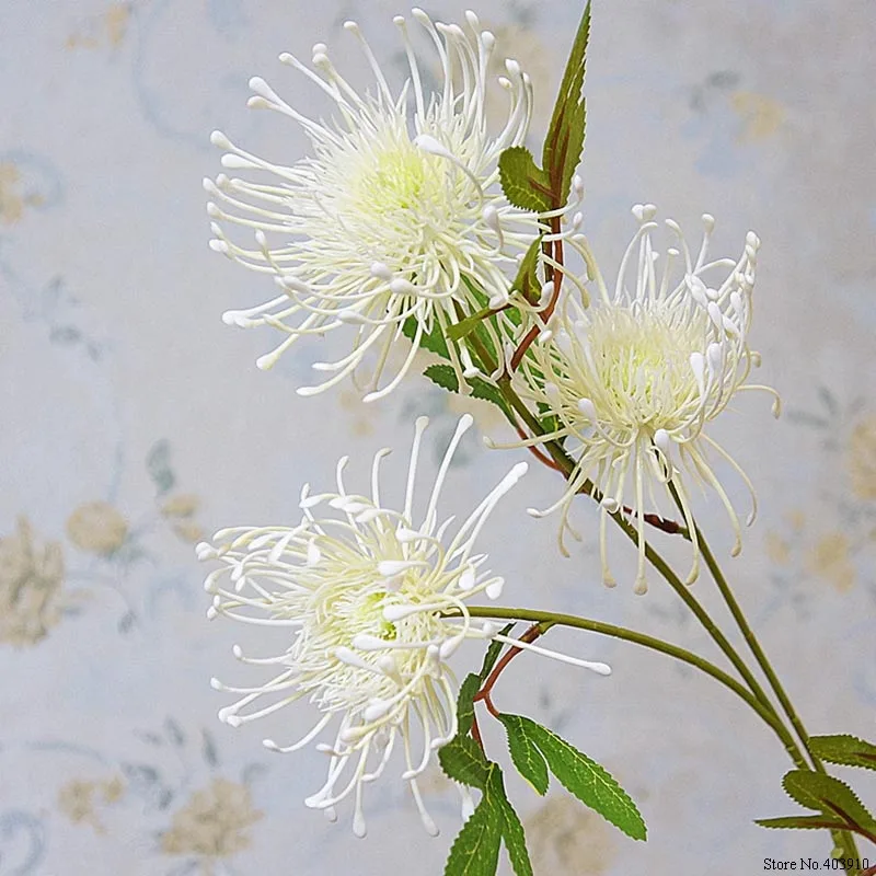 3 головки/ветка Leucospermum искусственные цветы для украшения свадьбы Искусственные цветы Пластиковые поддельные цветы Флер искусственное