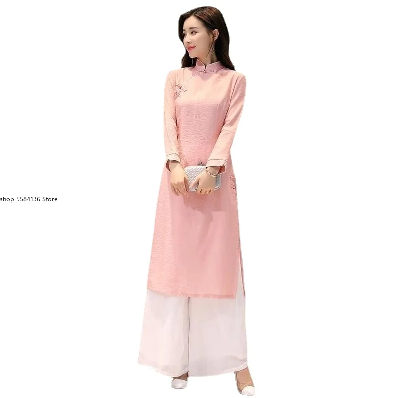 

Vietnam ao dai 2021 Spring Cheongsam dress Chinese style Vietnam womens dress