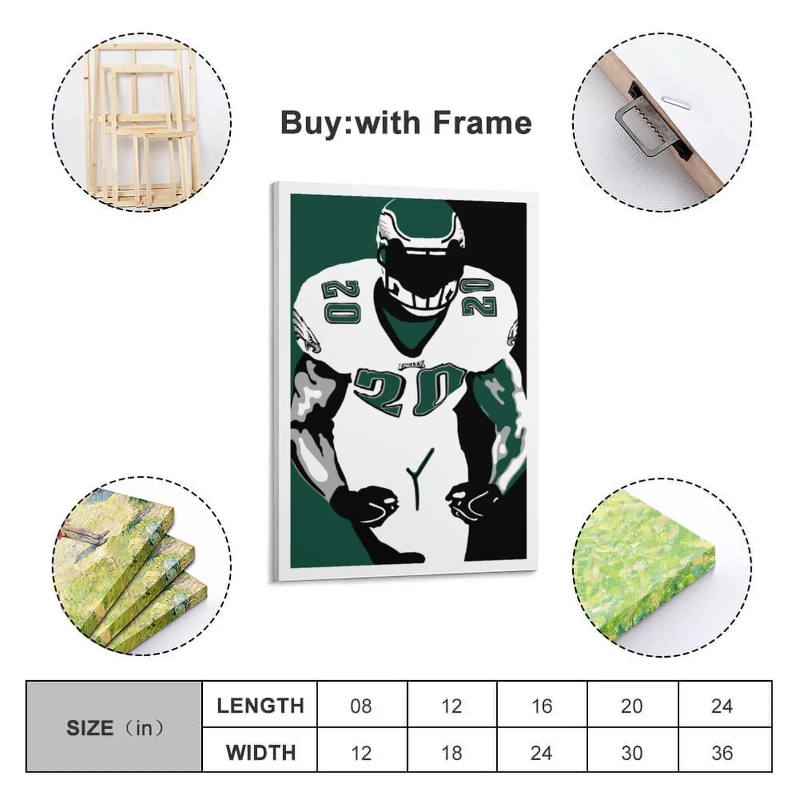 

Decor 20 Brian Dawkins Print Painting Canvas Hang A Picture for Living Room Wall Room Posters With Frame Modern Home