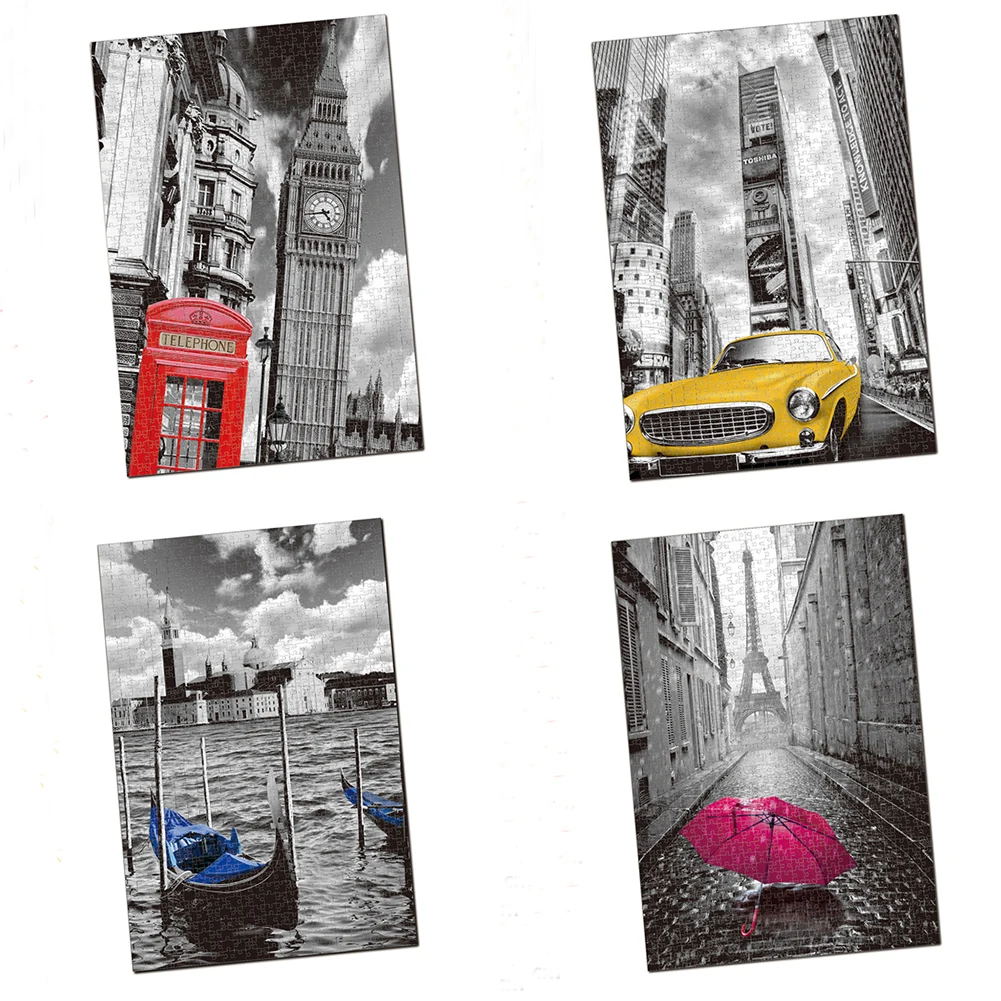 

1000Pcs DIY Mini Jigsaw Landscape Oil Painting Architectural Scene Puzzles Games Adult Decompression Educational Toy