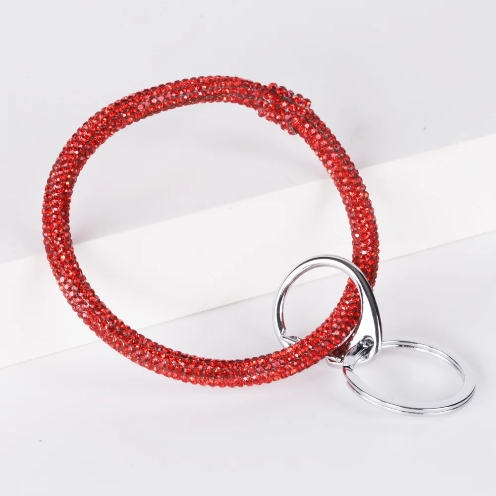 

New Design Shiny Colorful Rhinestone Bracelet Key Ring Unisex Charm Bangle Keychain Fashion Bling Wristlet Keychain 1PC