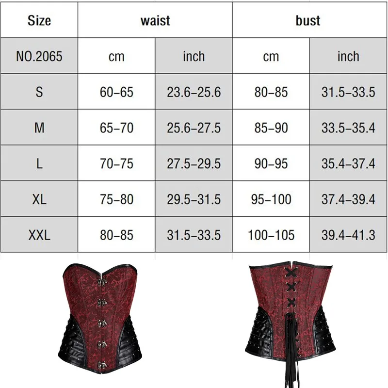 

Jececer Steampunk Corset Women Gothic Clothing Overbust Waist Corset Black Red