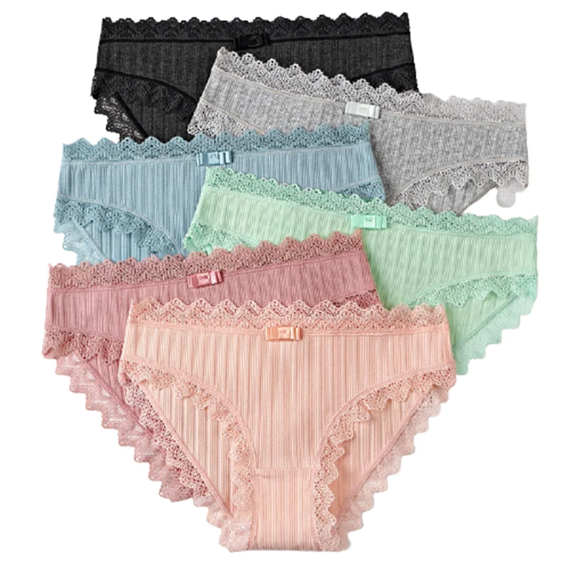

5Pcs/Lot Lace Panties Women Underwear Low Waist Cotton Female Sexy Lingerie Seamless Briefs Underpants Thongs Knickers