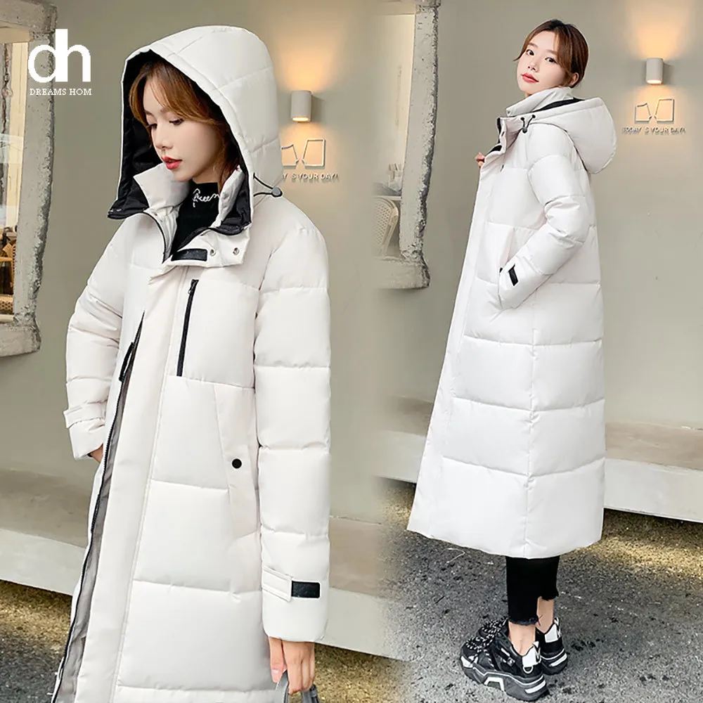 

DH 2021 Autumn Winter Female High Quality Warm Winter Outwear Coat Women Women Jacket X-long Hooded Parka Cotton Padded
