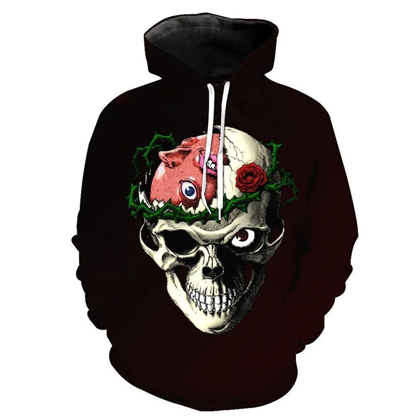

KISSQIQI Men Hoodie Skull Sweatshirts Men 3D Pullover Funny Rock Tracksuits Male Fashion Casual Men's Hoodie Maximum Size 5XL