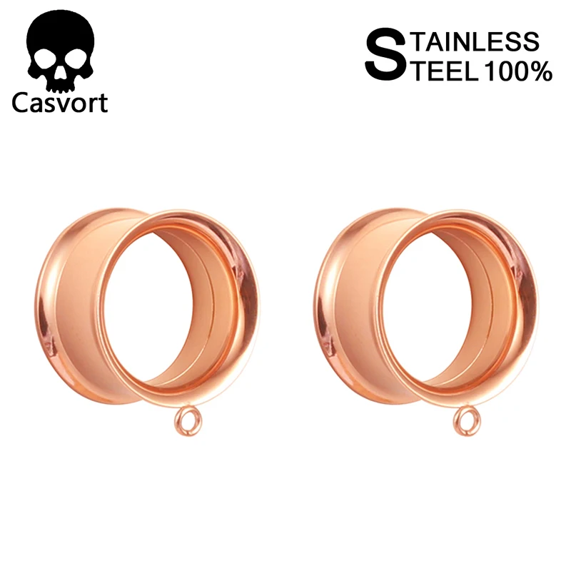 rose gold Casvort 2 шт из нержавеющей стали болтающиеся беруши корпус винт для пирсинга туннели носилки ювелирные изделия для тела серьги расширитель для подарка - Окраска металла: rose gold