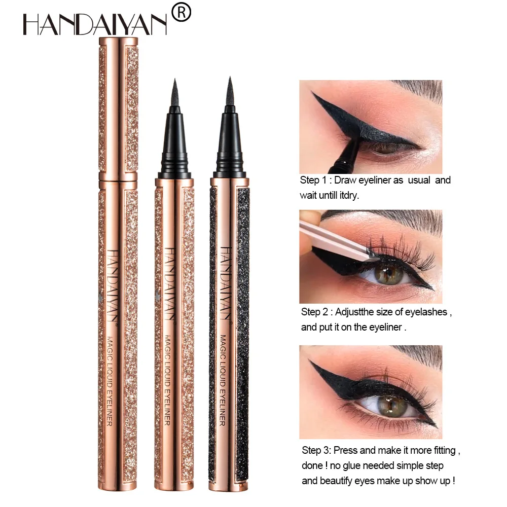 

Eye Makeup Eyeliner High Quality Professional Makeup Women's Cosmetics Two In One, Sticky False Eyelashes With Black Eye Liner
