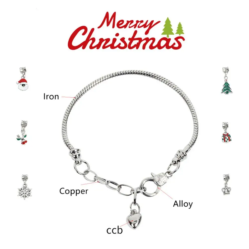 43PCS Christmas Bracelet Set DIY Craft Jewelry Pendant Kits Santa Claus Snowflake Crystal Beads For Girls | Дом и сад