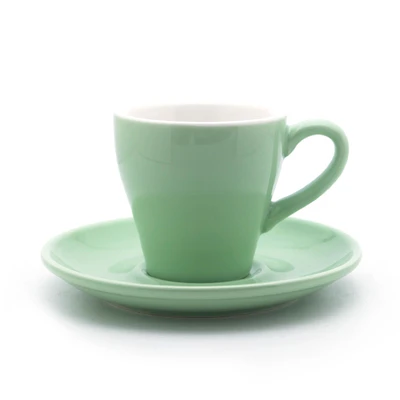 Light Green Тюльпаны форма Макарон цвет черная кружка с кофе и набор блюдец кафе бытовой офис итальянский эспрессо Demitasse Прямая поставка оптом - Цвет: Light Green