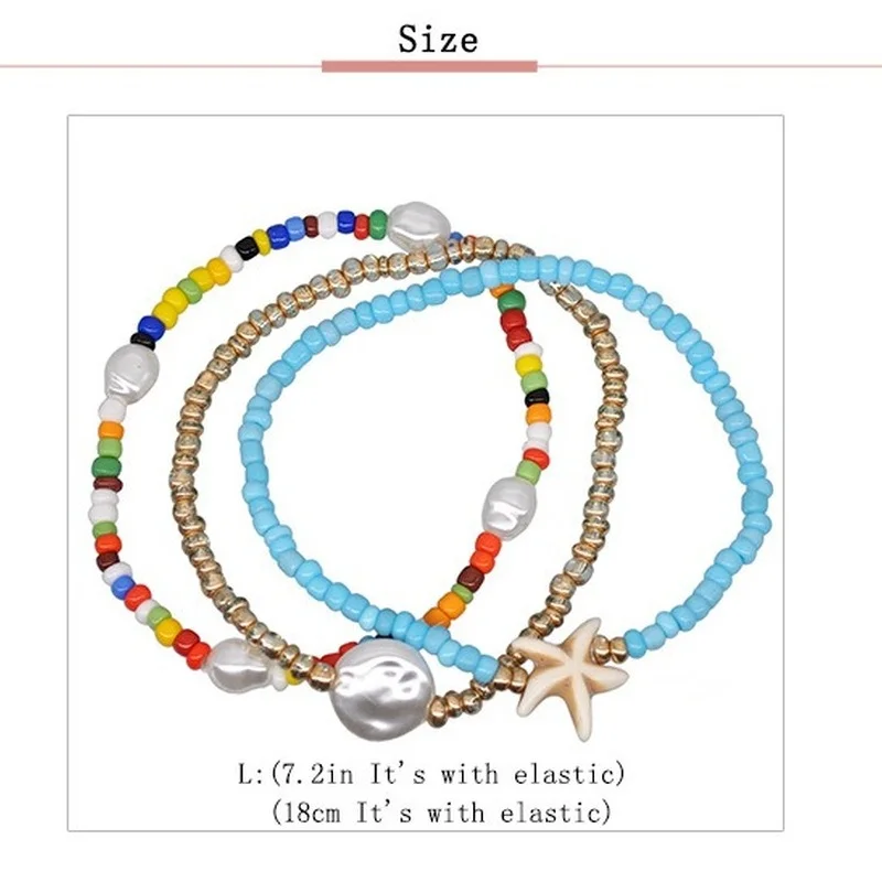 

Resin Strand Friendship Bracelets Multi Layer For Women Boho Handmad Rice Beads Pearl Starfish String Luxuri Bead Bracelet