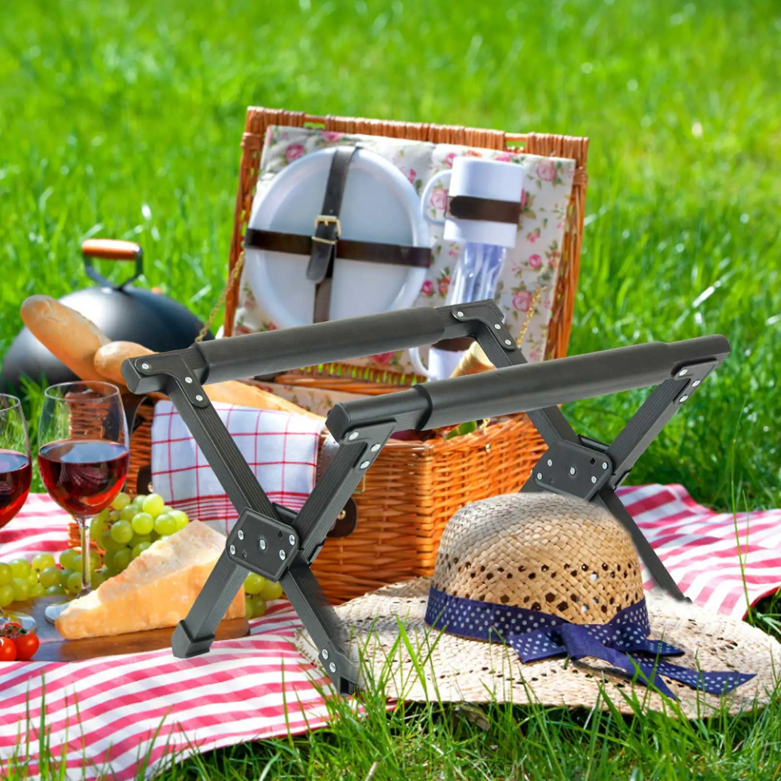 

Camping Folding Rack Portable Outdoor Ice Bucket Rack Protable Aluminum Alloy Folding Stand With Storage Bag