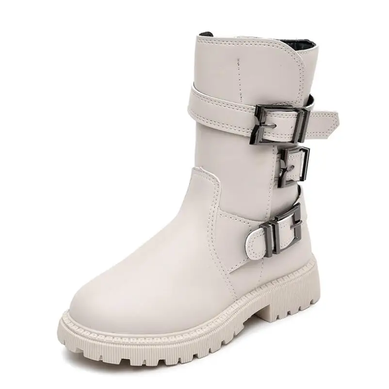 

White Children Martin Boots Boys Shoes Fashion Casual Shoes Leather Soft Antislip Girls Boots 27-37 Sport Running Shoes Winter