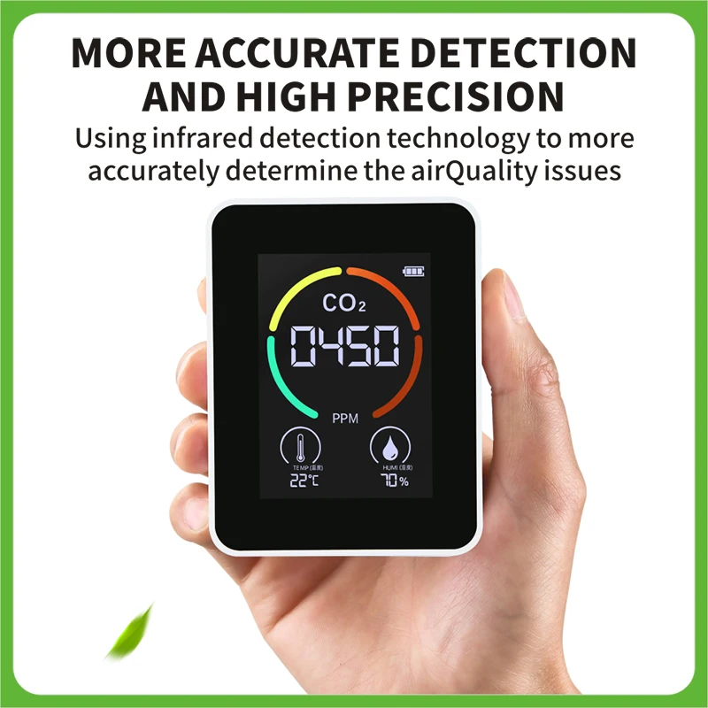 

Indoor Air Quality Monitor Lcd Digital Co2 Air Quality Meters Real Detect CO2 Semiconductor Sensor Air Carbon Dioxide Detector