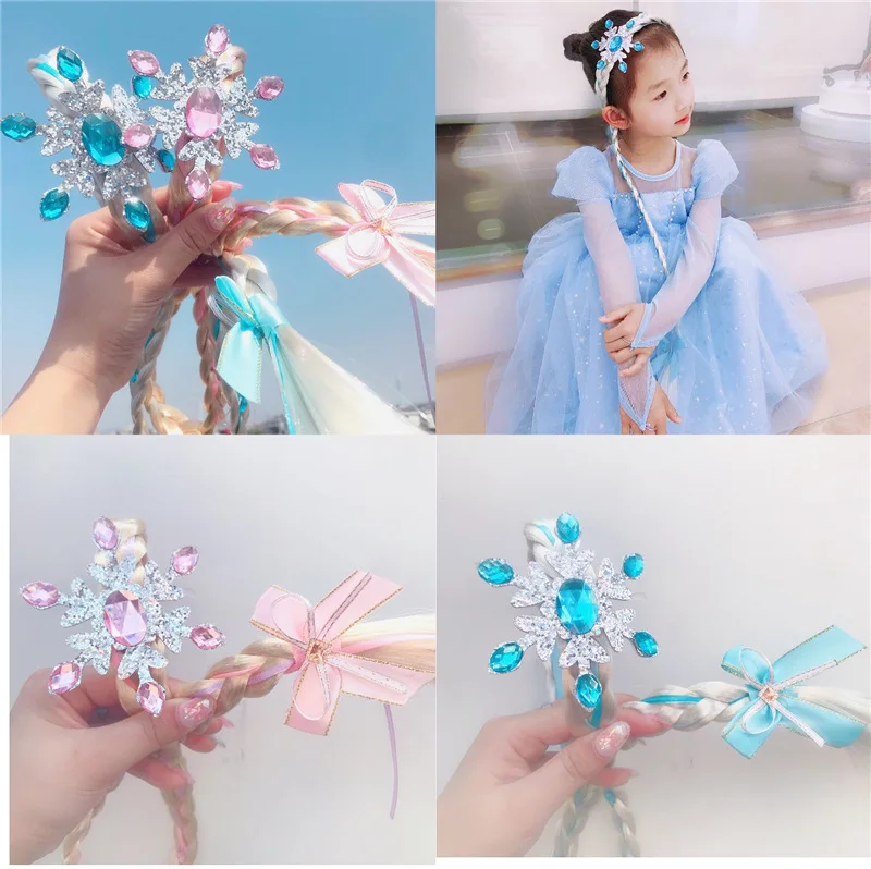 

Synthetic Wig Ponytail Hair Extensions False Overhead Tail with Headbands Braiding Solid Color hairpiece Pigtail Pink Aquamarine