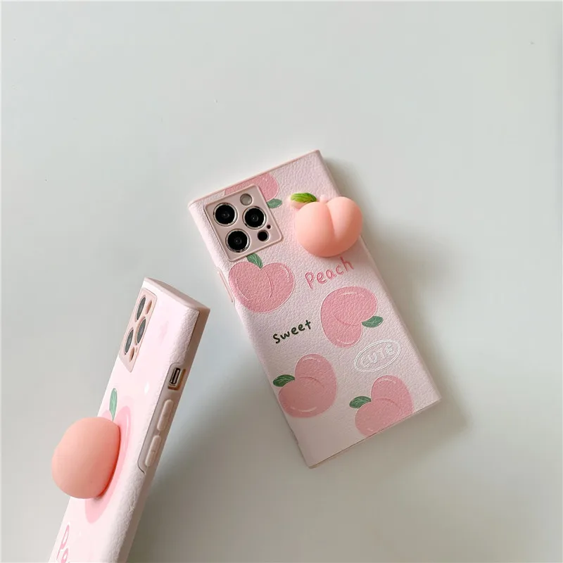 

Luxury 3D Unzip Pink Peach phone case For Apple iPhone11 12Pro max 7 8plus XR XS MAX 12 mini 11 leather Silicone backcover Capa