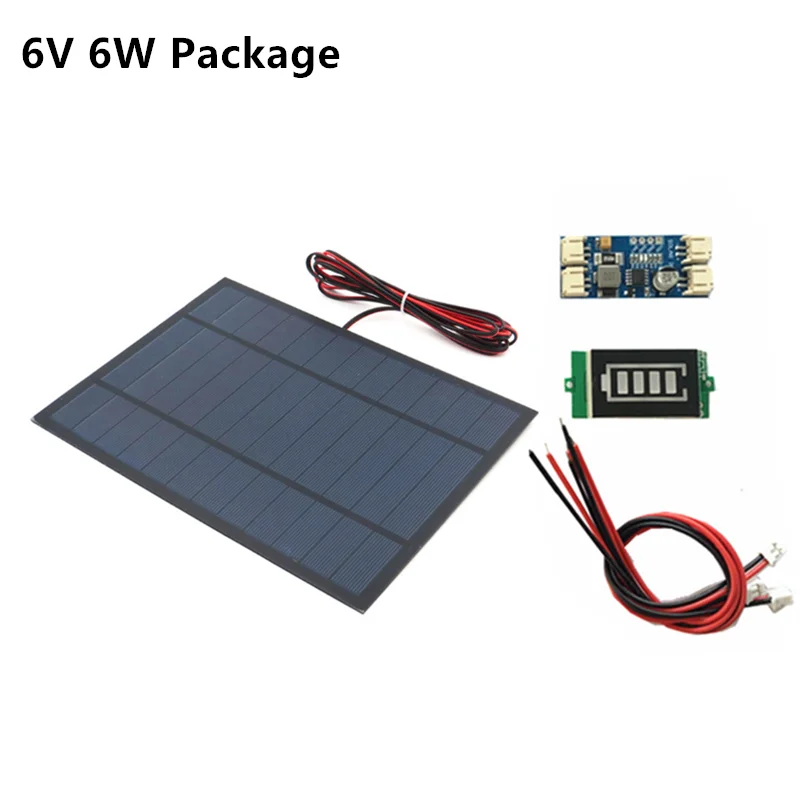 

6V 3W 4.5W 6W 9V 4.2W 12V 3W Solar panel with Solar min battery charger with battery display DIY Solar system KIT PH 2.0 Cable