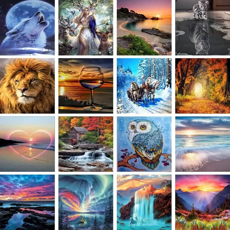 

GATYZTORY 5D Diamond Painting Landscape Animal Pictures Of Rhinestones Diamond Embroidery Cross Stitch Mosaic Home Decor