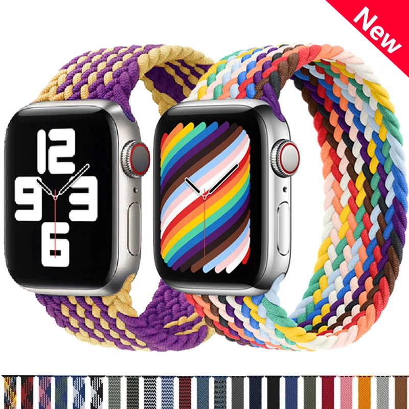 

Braided Solo Loop Nylon Fabric Strap For Apple Watch band 44mm 40mm 38mm 42mm Elastic Bracelet Correa iWatch Series 6 SE 5 4 3 2