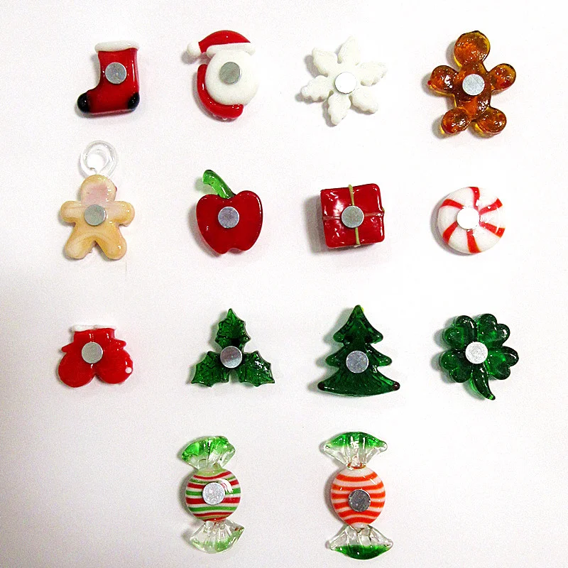 

10pcs Handmade glass art Christmas gifts Creative lovely Refrigerator Fridge magnet sticker Home decor Decor kitchen Accessories