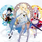 Аниме Фигурка Genshin ударопрочный путешественник люминия этера Янтарная фотопластина настольное украшение стоячий знак брелок игрушка Подарки