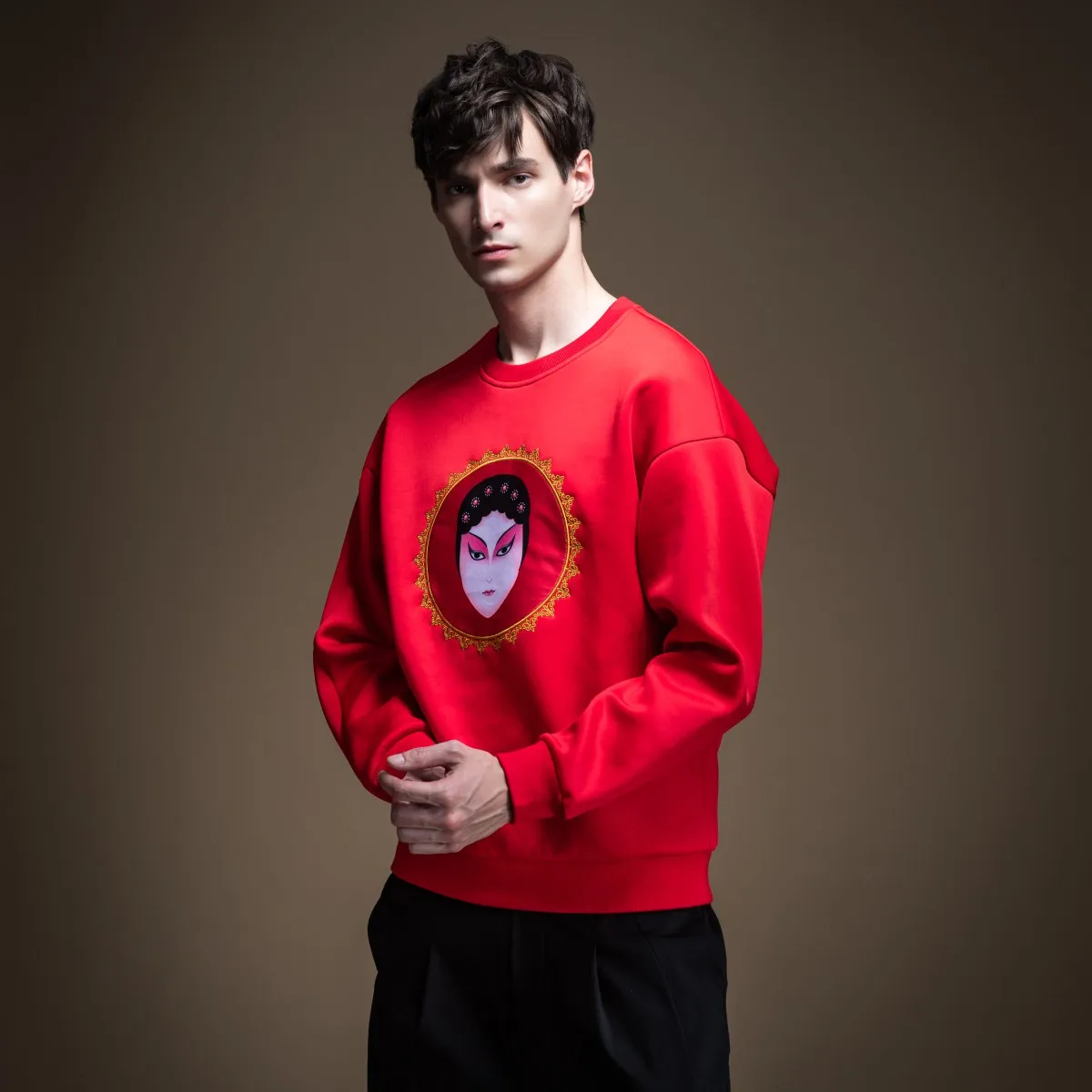 Мужская толстовка Pinli в китайском стиле с круглым вырезом теплая повседневная на