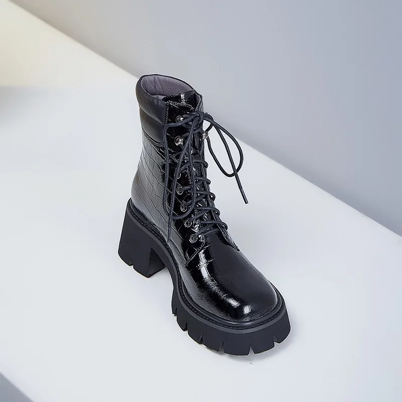 Короткие ботинки MEZEREON из натуральной кожи теплые зимние сапоги на толстом