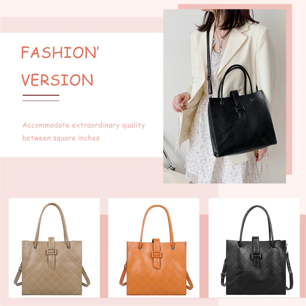

Lady Top-Handle Bags Tote PU Leather Shoulder Bags for Women Fashion Lattice Pattern Designed Handbags Female Travel