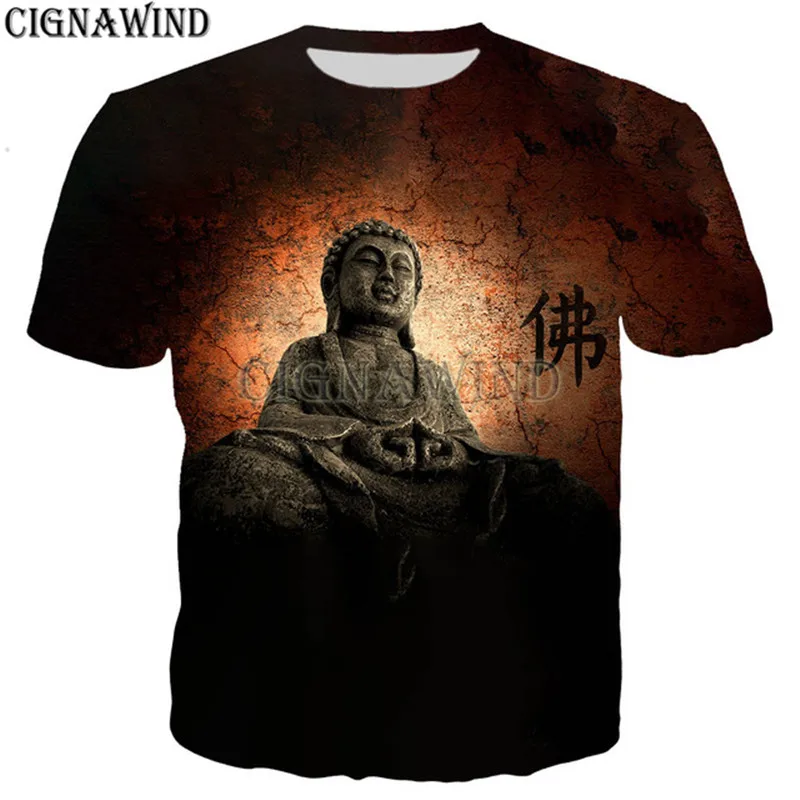 Забавные футболки для мужчин и женщин футболка с 3D принтом Будды повседневные