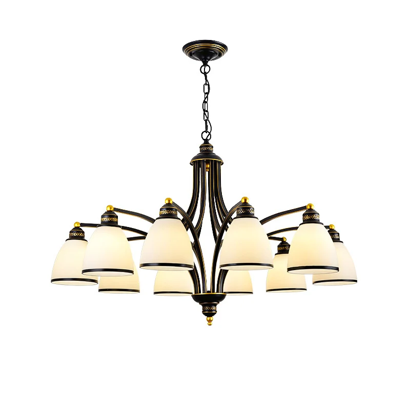 Подвесная люстра в американском стиле стеклянная черная золотая железная