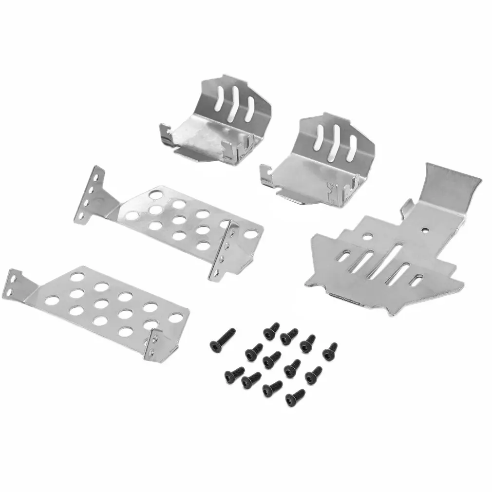 

5 Pcs Skid Plates Stainless Steel Chassis Armature Shaft Protectors For 1/10 RC Track TRAXXAS TRX-4 RC Car Accessories
