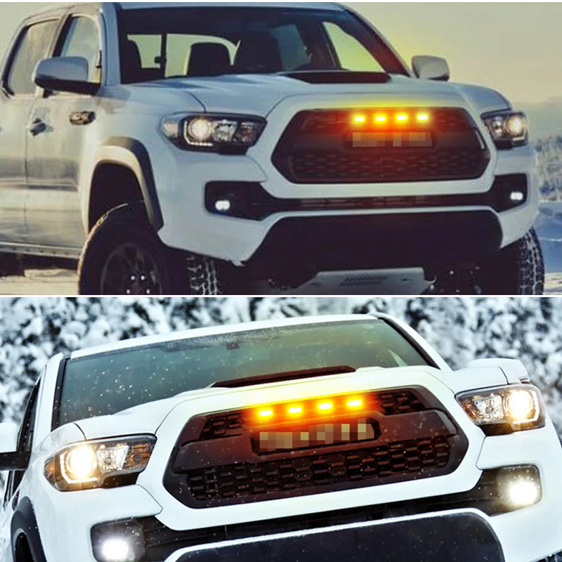 

GTinthebox 4PCS Amber Lens Front Grille Amber LED Lights with Wiring Harness Kit For 2016-up Toyota Tacoma w/TRD Pro Grill 12V
