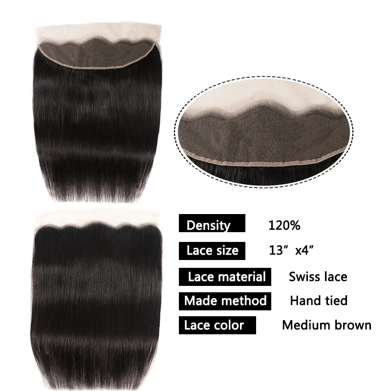 Малазийские прямые волосы пучки с фронтальной предварительно выщипанной