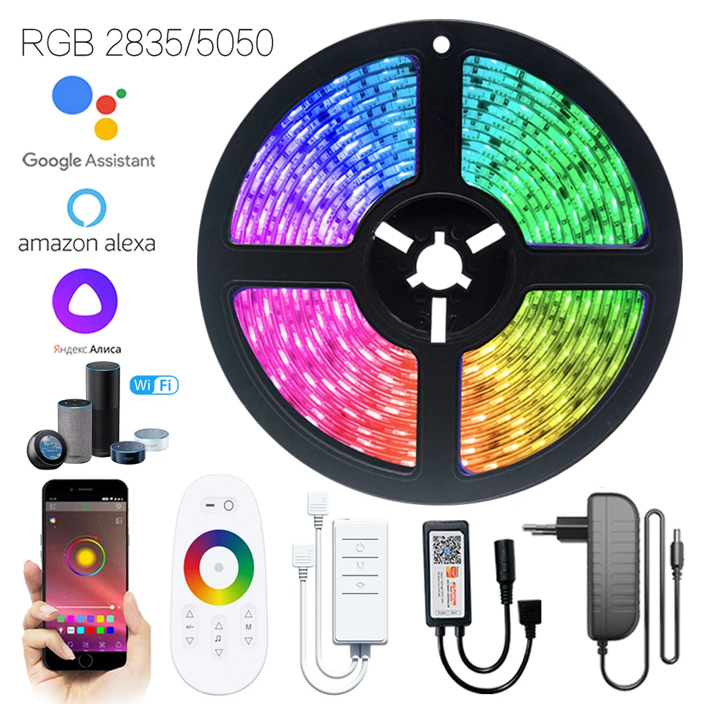 

LED Strip Lamps Bluetooth WiFi Smart Controller RGB 5050/2835 Flexible Diode Home Festival Tape 12V Waterproof Decoration Lamp