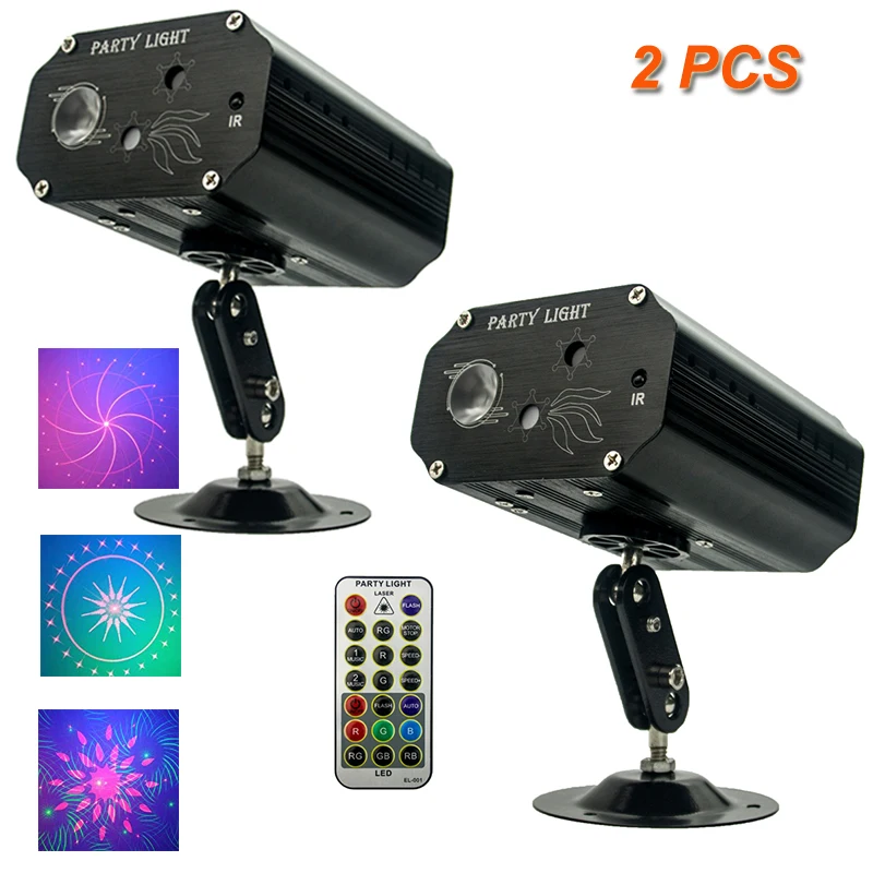 

2PCS Mini RGB Disco Light LED Laser Stage Projector Sound Activated Party DJ Lamp Wedding Birthday