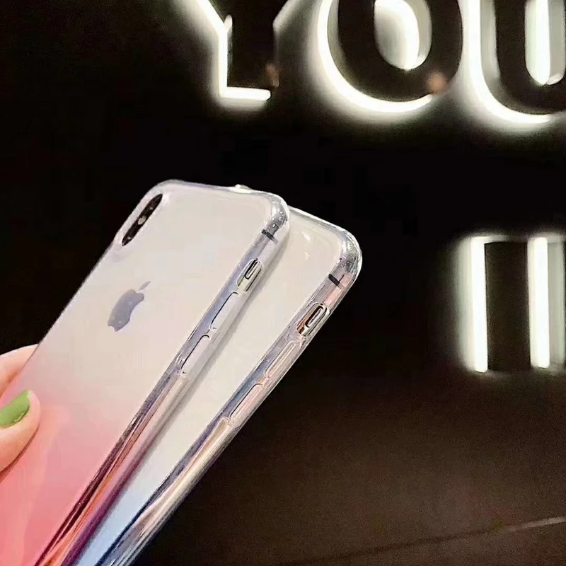 Цветной градиентный тонкий прозрачный мягкий Силиконовый ТПУ чехол для телефона