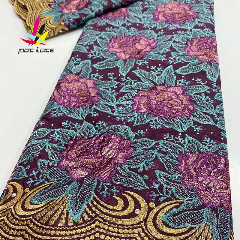 Серая хлопковая швейцарская африканская вышитая кружевная ткань нигерийское