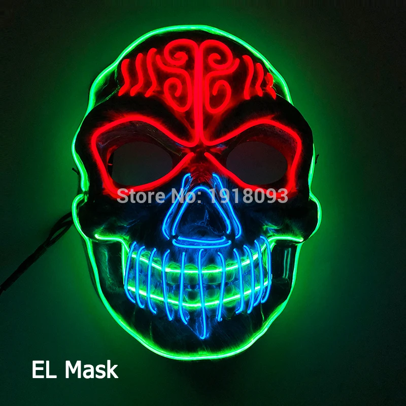 Горячая Мода Хэллоуин вечерние LED Маска Костюм DJ светильник маска ужас для