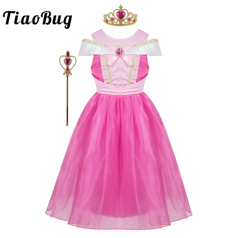 

TiaoBug/наряд принцессы для девочек с розовой и красной сказкой Детский костюм на Хэллоуин нарядное платье для костюмированной вечеринки на де...