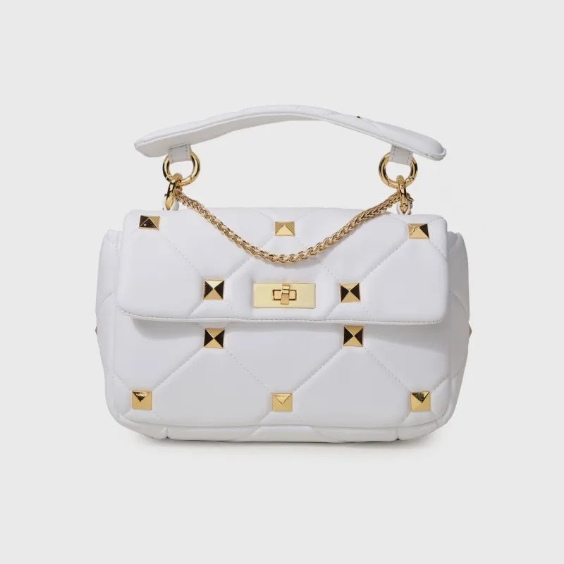 2022 New Genuine Leather Rivet Handbag Diamond Lattice Elegant Crossbody Bags Womens Armpit Concise Shoulder Bag Korean Style | Багаж и