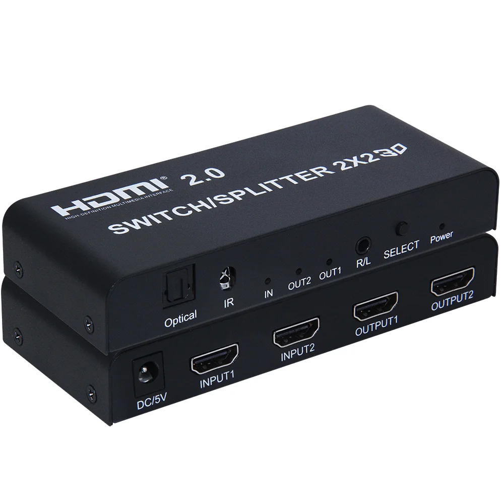 HDMI совместимый 2 0 переключатель сплиттер с аудио toslink и Aux 2X2 Сплиттер UHD 4K 60 Гц HDR HDCP