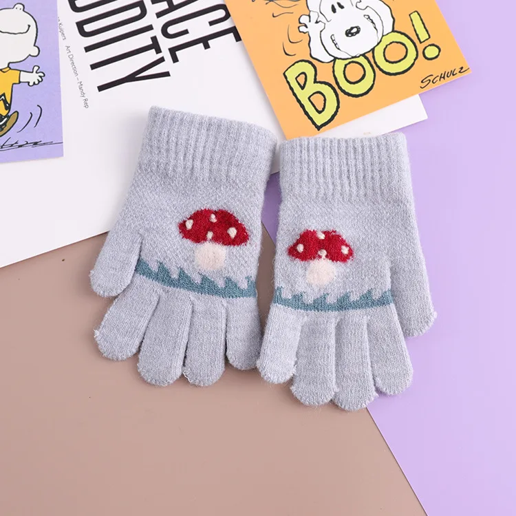 Перчатки вязаные детские зимние тонкие с мультяшными пальцами 2019 | Детская