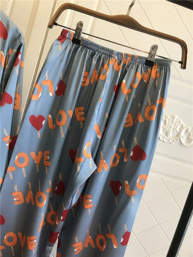 Сатиновая пижама с принтом в виде пятен 2 шт./партия для женщин отложным