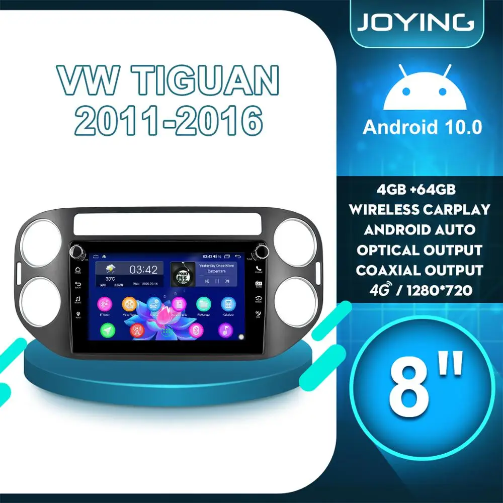 

JOYING 8"Android Radio 2 din Autoradio Car Stereo Head Unit Multimedia DVD Player For Volkswagen Tiguan 2011 2016 Carplay 4G