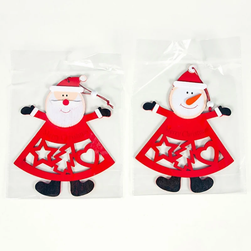 

2PCS/lot 2021 New Wooden Pendants Ornaments Xmas Tree Ornament DIY Wood Crafts Kids Gift