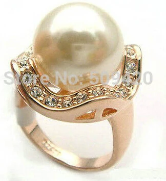 free shipping beautiful white shell pearl crystal ring 7 8 9# | Украшения и аксессуары