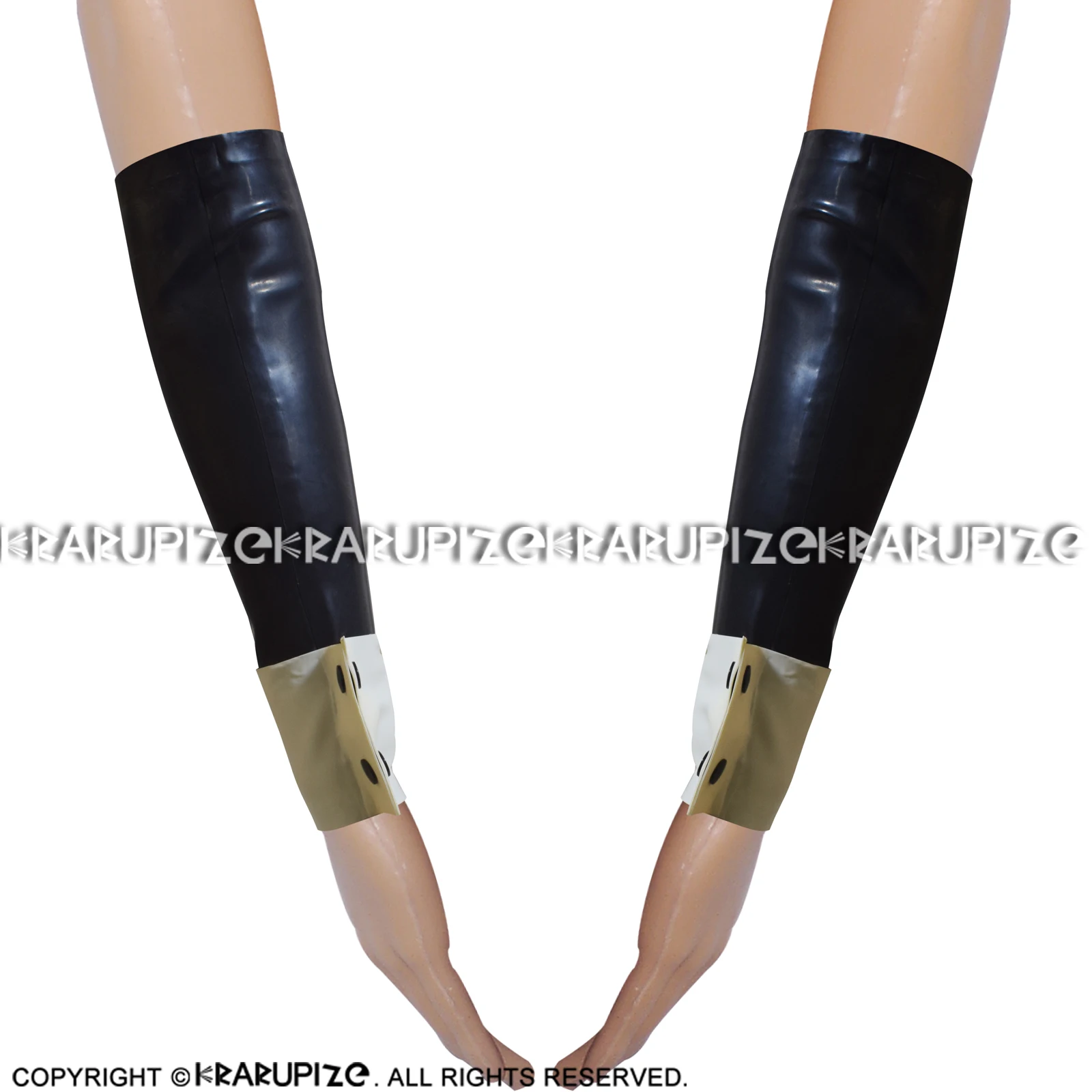 Черные и белые сексуальные латексные перчатки рукава пуговицы на манжетах