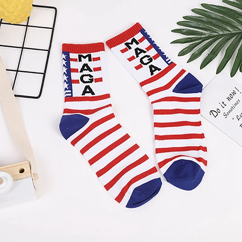 Сшитые цветные носки с принтом американского национального флага 2020 мягкие