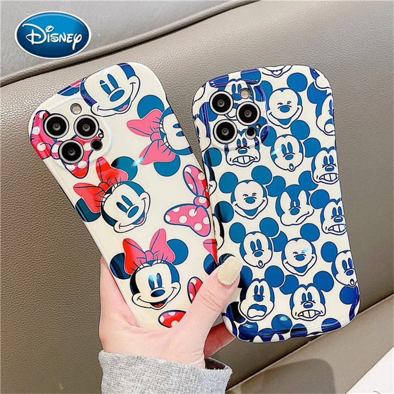 

DISNEY iPhone 12 Pro Max Case Small Waist Mickey Minnie Cartoon Emoticons IMD Case for Apple iPhone 11 Pro Max 7 8 Plus XR Cases