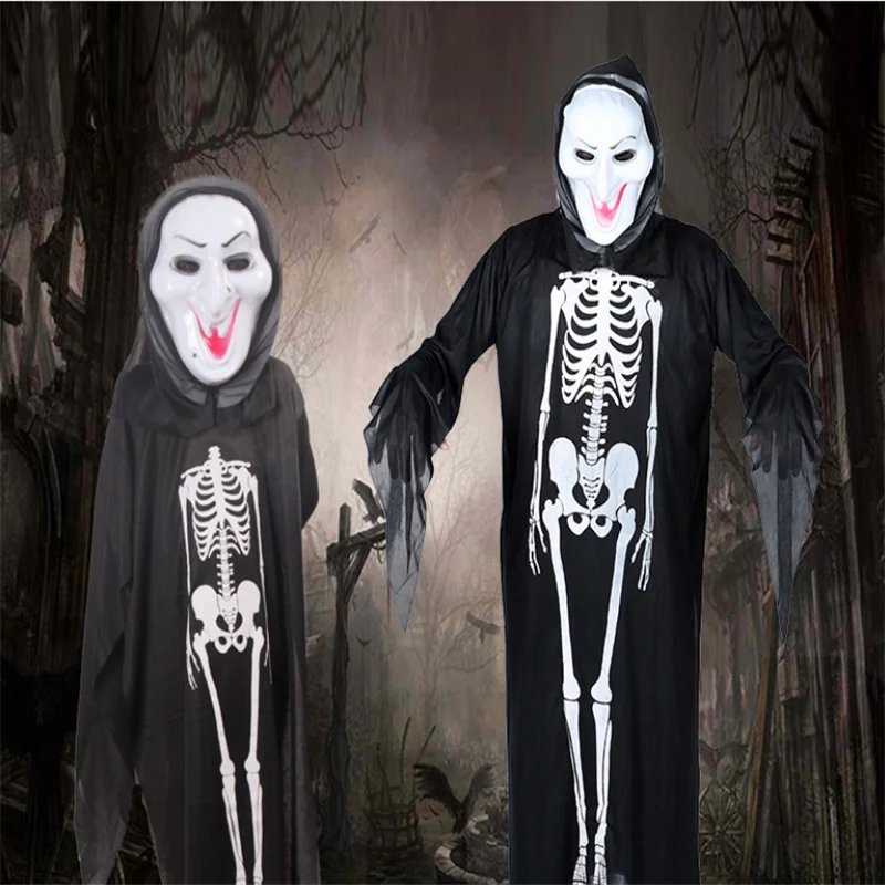 

Халат, призрак, скелет, костюм, страшные костюмы на Хэллоуин для детей, ужас, череп вампира, детский халат, дьявол, платье на Хэллоуин